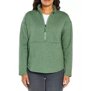 Eddie Bauer Women's Quilted 1/2 Zip Size XL in Heathered Light Spruce - EUC
